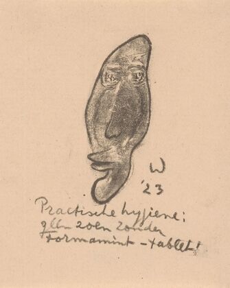 Geabstraheerd gezicht met getuite lippen (1923)