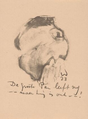 Geabstraheerd hoofd met open mond (1923)