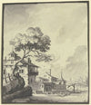 Gebäude an einem Fluß (1744)