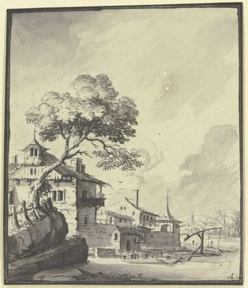 Gebäude an einem Fluß (1744)
