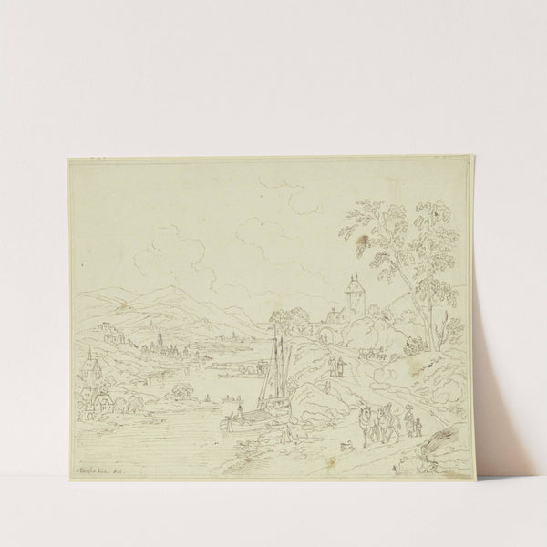 Gebirgige Landschaft an einem Fluß by Franz Hochecker