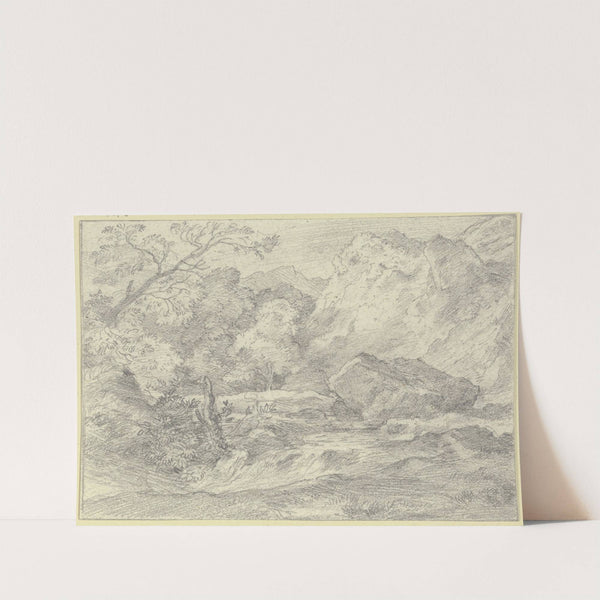 Gebirgsgegend mit einem großen Felsstück by Johann Heinrich Ferdinand Olivier