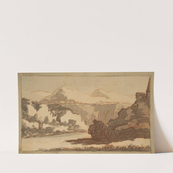 Gebirgslandschaft mit einem Fluß im Vordergrund (1807) by Johann Wolfgang Von Goethe