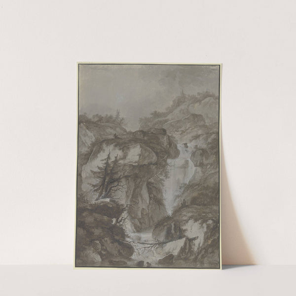 Gebirgsschlucht mit Wasserfall, angeblich der Handeckfall im Haßlital by Johann Heinrich Wüest