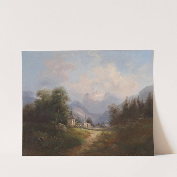 Gebirgstal mit Figurenstaffage by Gustav Barbarini