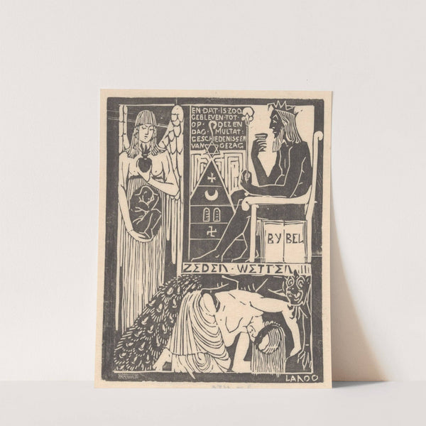 Geblinddoekte vrouw en monster by Mathieu Lauweriks