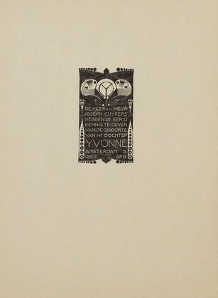 Geboorteannonce van Yvonne, dochter van de heer en mevr. Joseph Cuypers (1925)