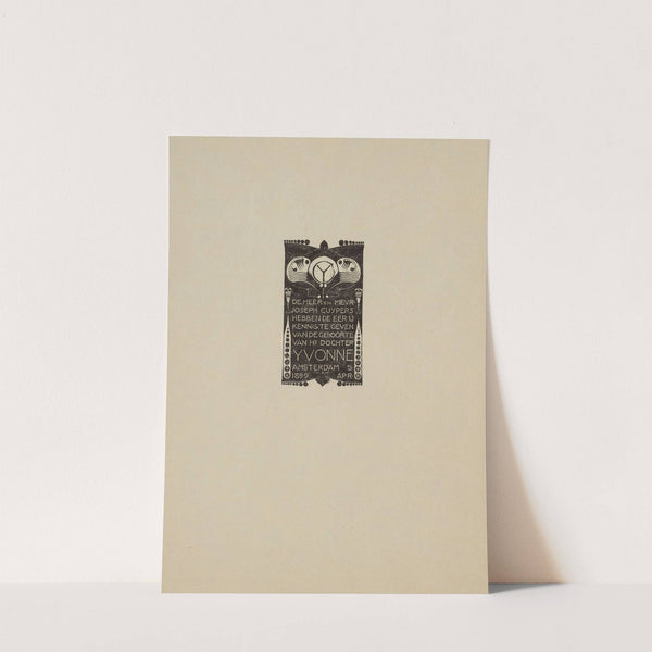 Geboorteannonce van Yvonne, dochter van de heer en mevr. Joseph Cuypers (1925) by Karel de Bazel