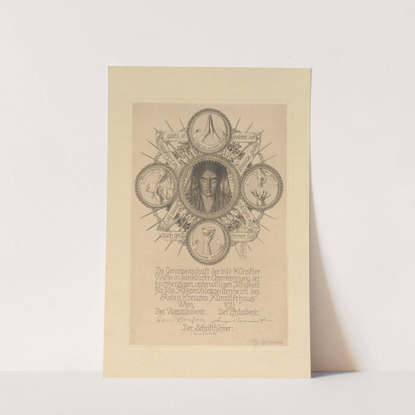 Gedenkblatt der Genossenschaft der bildenden Künstler für das Rekonvaleszentenheim des Roten Kreuzes ‘Künstlerhaus’ (1918) by Alfred Cossmann