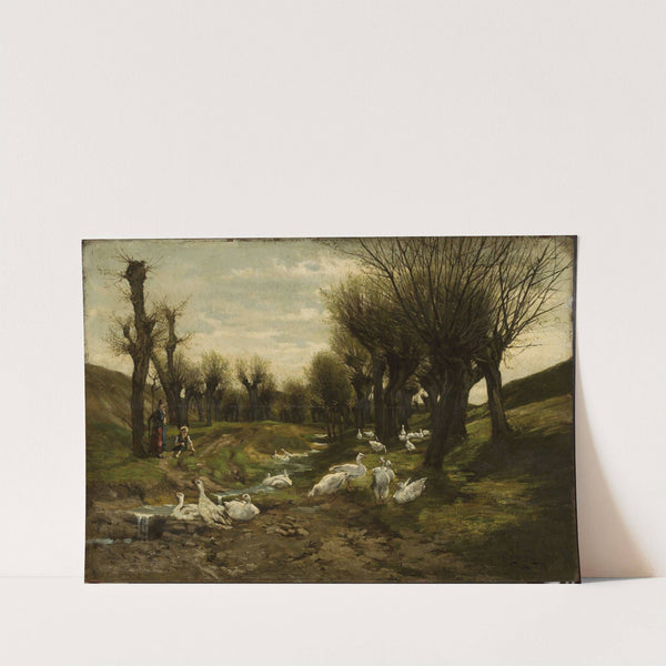 Geese alongside a creek by Richard Lorenz