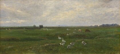 Geese by a Lake. A Storm is Brewing. Dragør, the Island of Amager (1893)