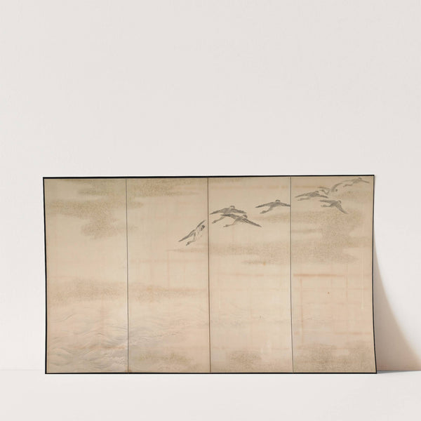 Geese, Reeds, and Water (1800s) by Yamamoto Baiitsu