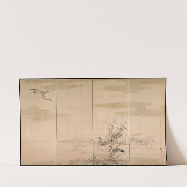 Geese, Reeds, and Water (1800s) by Yamamoto Baiitsu