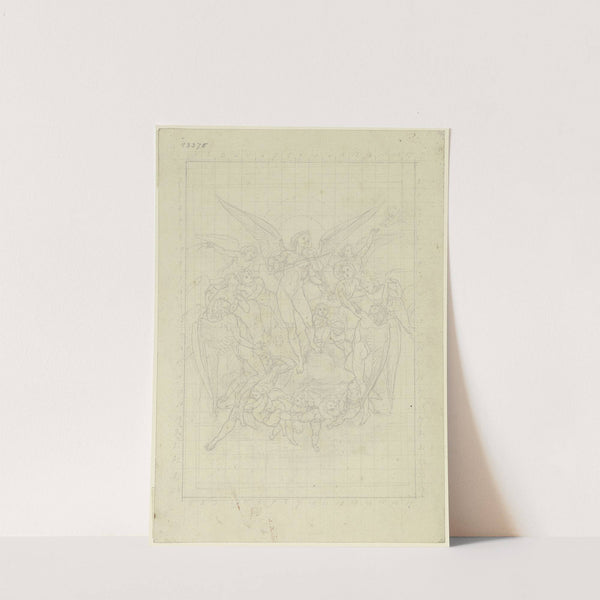 Geigender Genius auf einer Wolke, von Engel umgeben by Johann Baptist Scholl The Younger