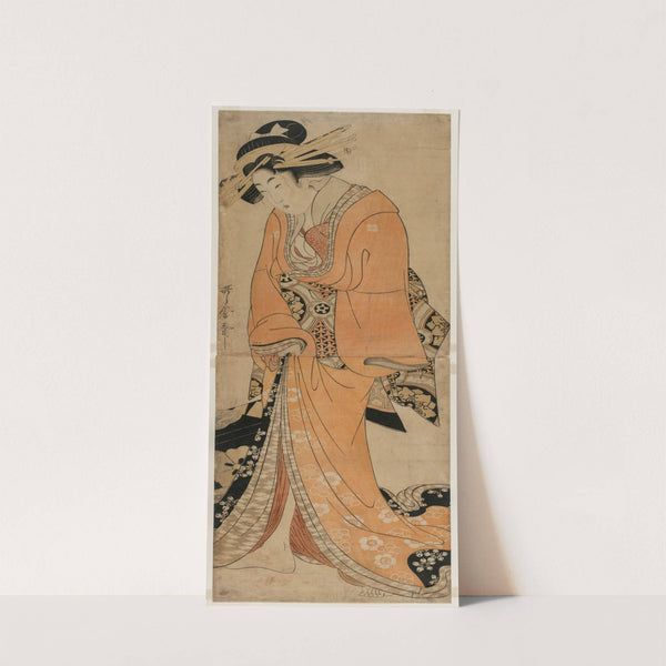 Geisha Standing Beside a Shamisen Case by Kitagawa Utamaro II