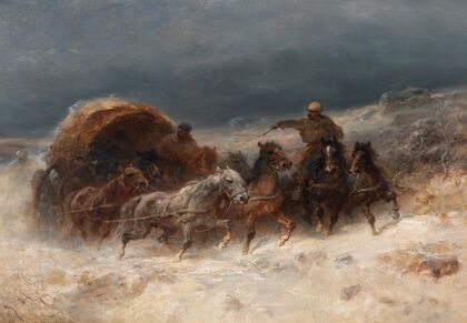 Geldings In A Winter Landscape