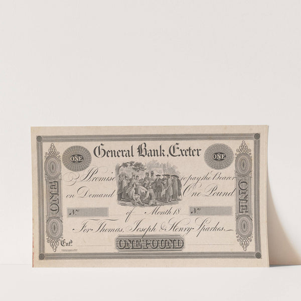 Leith Banking Company one guinea note (1820-1829) by Perkins & Heath
