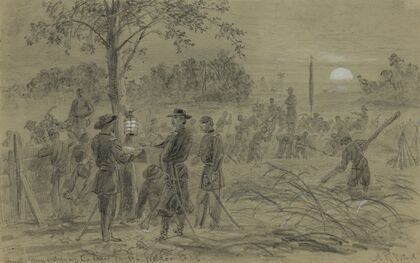 General Warren fortifying his lines on the Weldon road