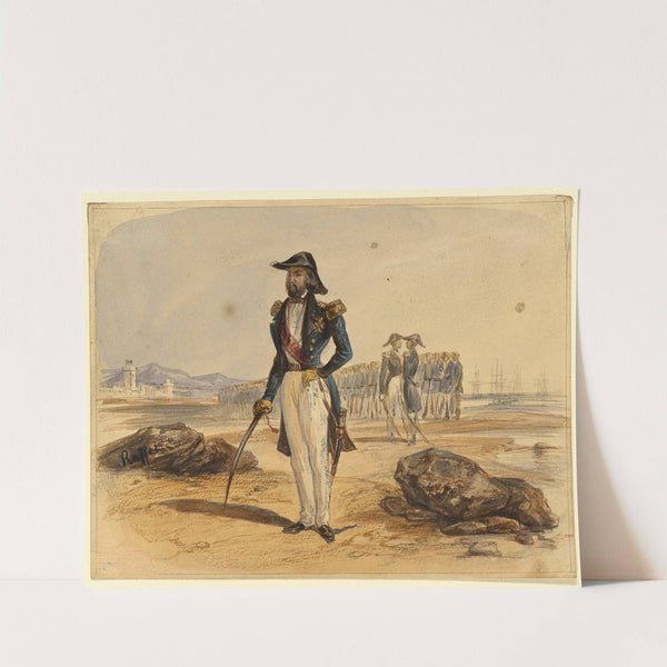 General with Troops in Background by Denis Auguste Marie Raffet