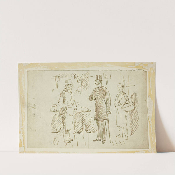 Gent in Tall Hat Addressing Butcher by Charles Samuel Keene