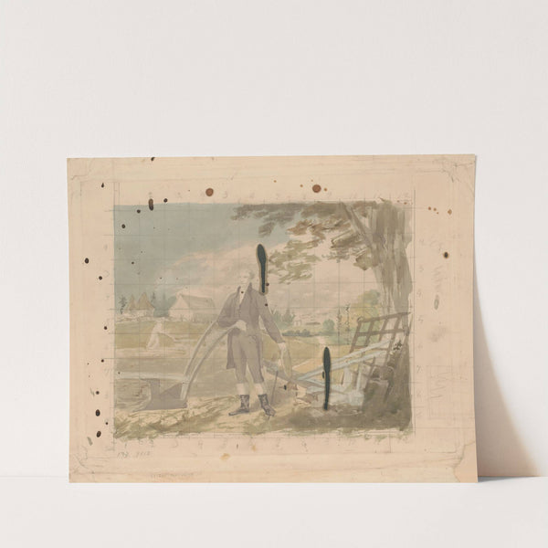 George Washington standing at a plow, with Mount Vernon in the background by John Rubens Smith