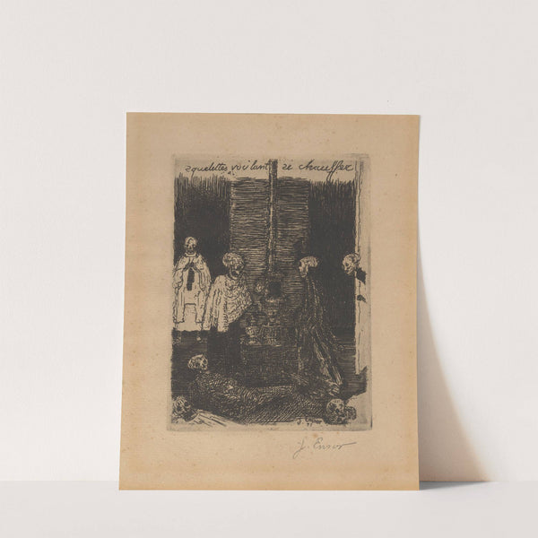 Geraamten die zich willen warmen by James Ensor