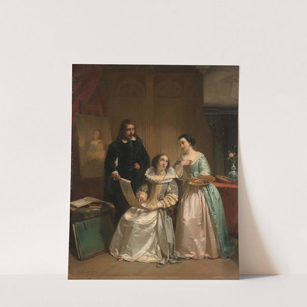 Gerard van Honthorst Showing the Drawings of his Pupil Louise of Bohemia to Amalia van Solms (1854) by Hendrik Jacobus Scholten