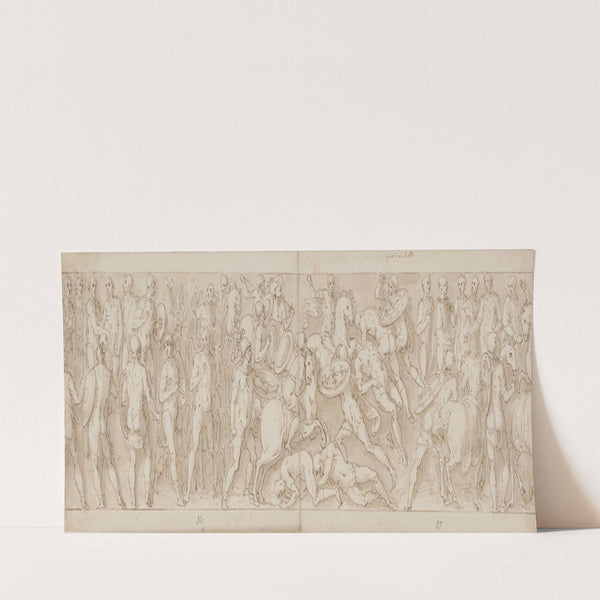 Germanske flygtninge overgiver sig til kejseren; romerne indleder et vellykket angreb; Marcus Aurelius modtager en udenlandsk høvding by Giovanni Guerra