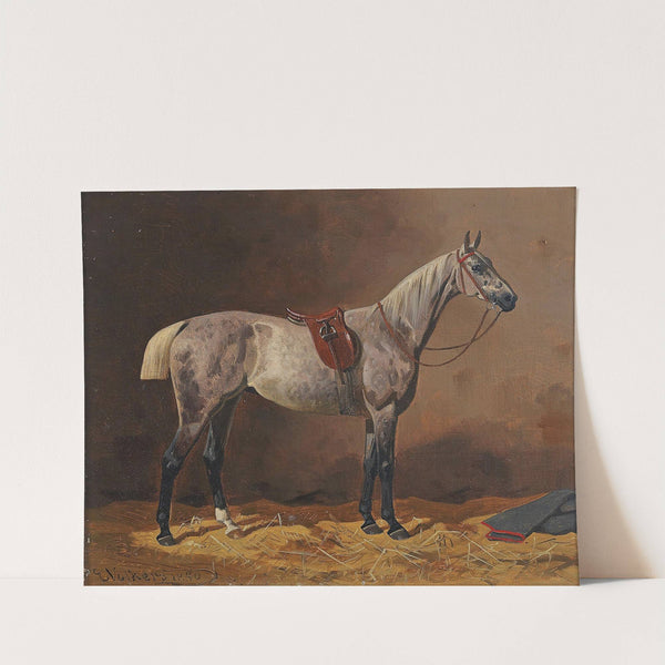 Gesatteltes Rennpferd Im Stall (1890) by Emil Volkers