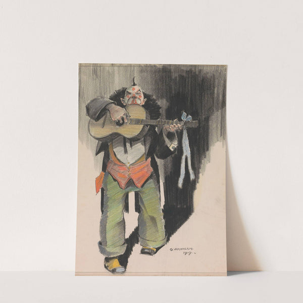 Geschminkte gitaarspelende man (1919) by Otto Verhagen