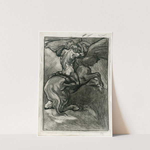 Gevecht tussen gevleugelde kentaur en man by Johannes Josephus Aarts