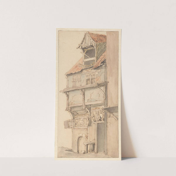 Gevel van een hoekhuis met open dakkapel (1620 - 1685) by Adriaen van Ostade