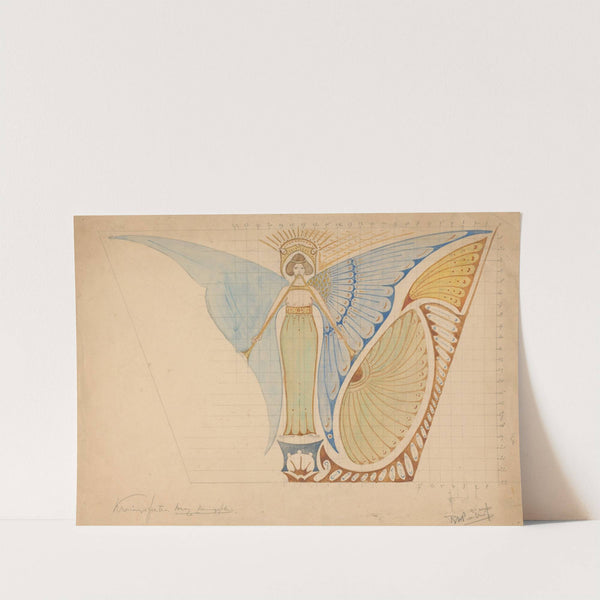 Gevleugelde vrouw met blaasinstrument by Reinier Willem Petrus de Vries