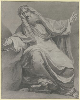 Gewandfigur mit einem Lorbeerkranz