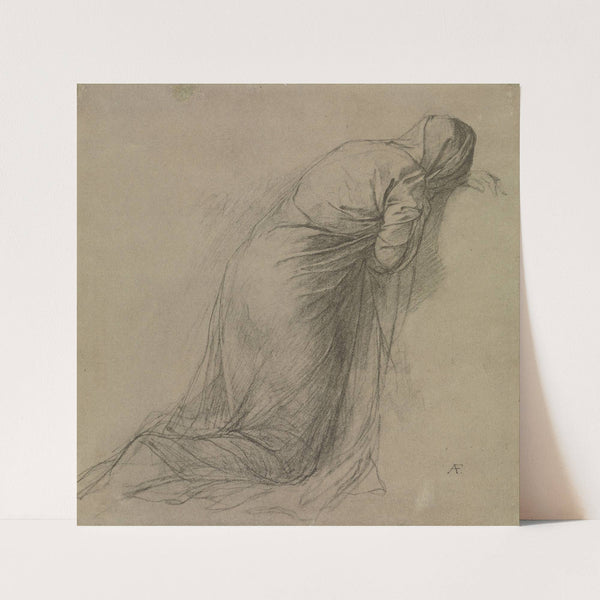 Gewandstudie einer nach rechts knienden verhüllten Frauengestalt (ca 1866) by Anselm Feuerbach