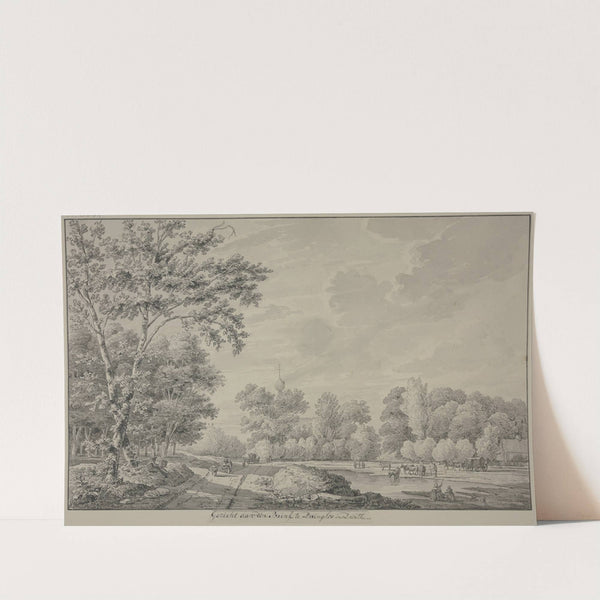 Gezicht aan den Brink te Dwingloo in Drenthe by Abraham de Haen the Younger