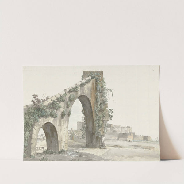 Gezicht op aquaduct en de stad Tarente (1778) by Abraham-Louis-Rodolphe Ducros