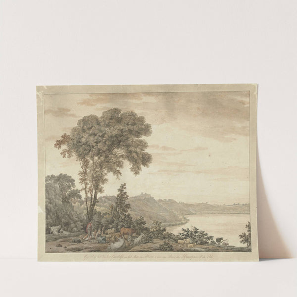 Gezicht op Castel Gandolfo en het meer van Albano by Jean Grandjean