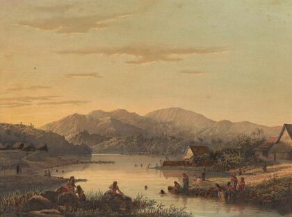 Gezicht op de badplaats Wenditt op Java (1869)