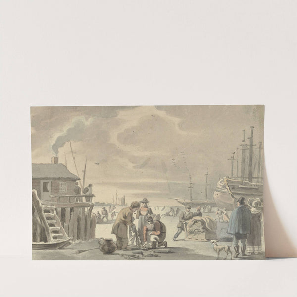 Gezicht op de bevroren Merwede bij Moerdijk (1720 - 1792) by Aert Schouman