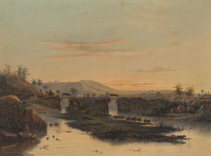 Gezicht op de omgeving van Batavia Landschap in de Batavische ommelanden (1869)