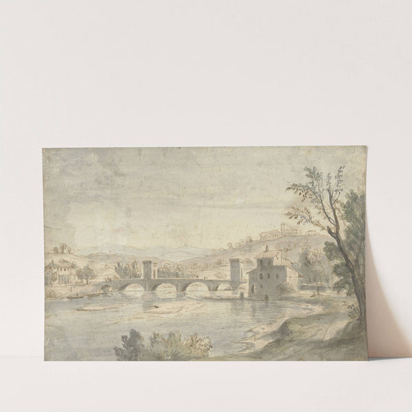 Gezicht op de Ponte Molle te Rome by Gaspar Van Wittel