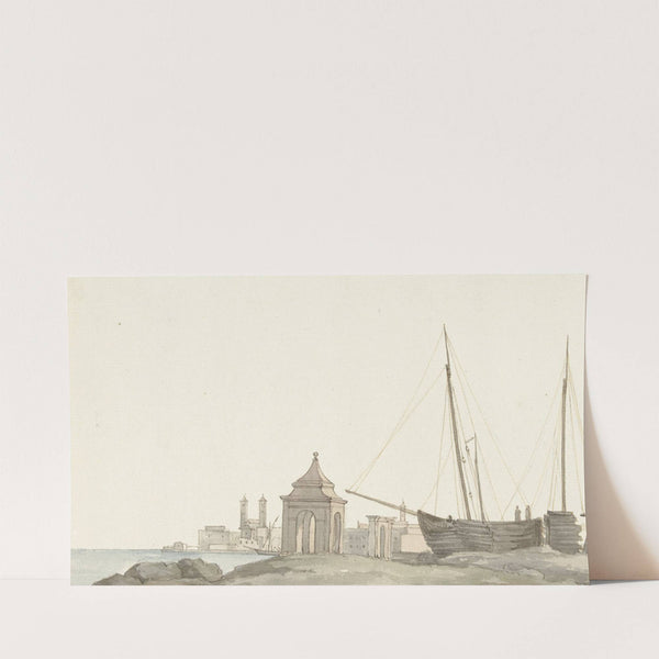 Gezicht op de stad Molfetta aan de kust (1778) by Abraham-Louis-Rodolphe Ducros