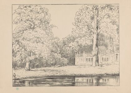 Gezicht op de tuin en woning van buitenplaats Den Burch Den Burch (1929)