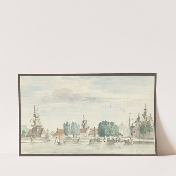 Gezicht op Dordrecht met de Rietdijkspoort en windmolens (1744) by Aert Schouman