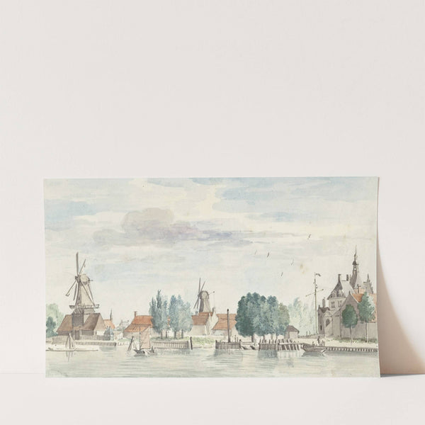 Gezicht op Dordrecht met de Rietdijkspoort en windmolens (1744) by Aert Schouman