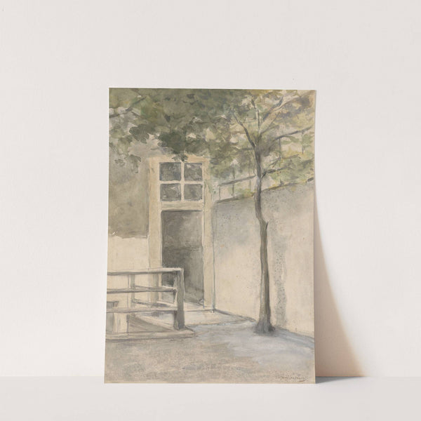 Gezicht op een binnenplaats vanuit het atelier van de kunstenaar in de Kazernestraat te Den Haag (1834 - 1903) by Johan Hendrik Weissenbruch