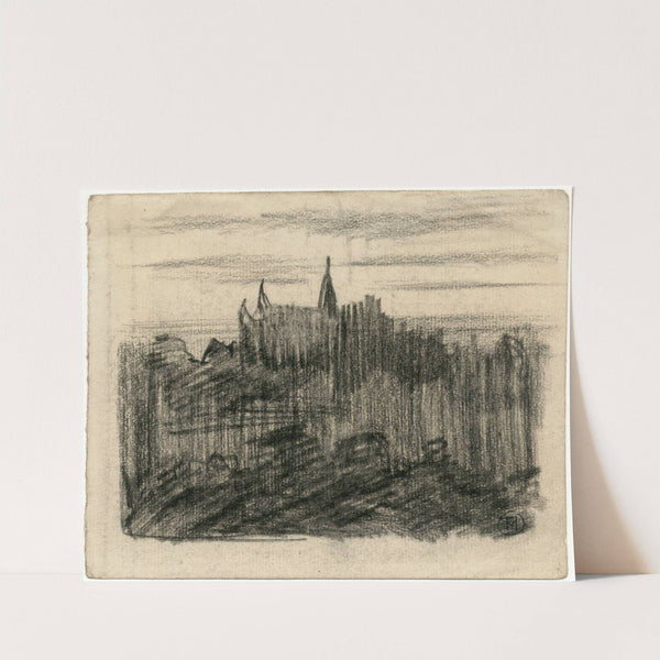 Gezicht op een kasteel bij nacht by Theo van Hoytema