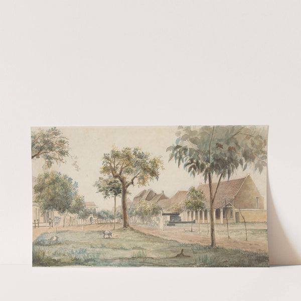 Gezicht op een Nederlandse nederzetting in Indonesië, J. G. van der Does (1843 - 1845) by J. G. van der Does