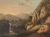 Gezicht op een waterval en landweg in Preanger op Java. In het Sumandansche (1869)